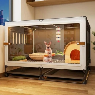 Image of RTTZBOZ Deluxe Rabbit Home, Cage, Small Animal Playpen, Guinea Pig Indoor use Cage Single Story(Black)