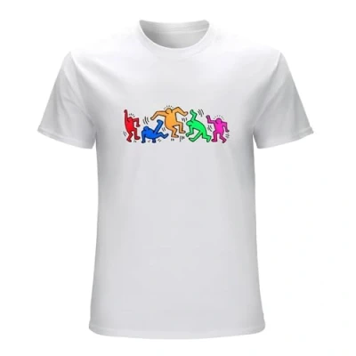 Image of DOYEFZQC Men&#039;s Funny Kei%Th Har%Ing T Shirt Short Sleeve White S