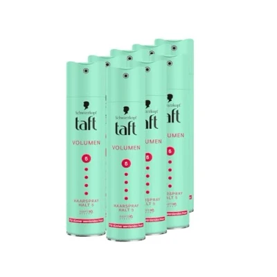 Image of Schwarzkopf Taft Hair Spray Volume (8 x 250 ml), Hold Level 5 Styling, for Fine and Thinning Hair, Spray, Vegan Formula*