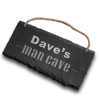 Image of Garden Sign Engraved Slate Signs and Plaques Custom House Shed Personalised Outdoor Decoration Man Cave Workshop for Outside(Man Cave)