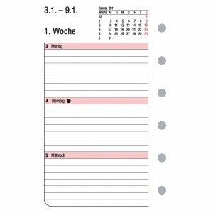 Image of Chronoplan 50612 Calendar Insert 2022, Weekly Plan in Mini Format (79 x 125 mm), Days Lines, Replacement Calendar, Ideal for Detailed Planning, Universal Punching (1 Week on 2 Pages), White