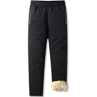 Image of HFMLU FleeceActive Unisex Fleece Lined Waterproof Pants,Fleece Pants Men,Winter Warm Fuzzy Leggings (Black Straight,M)