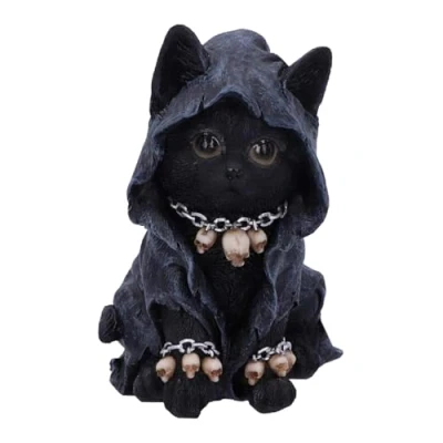 Image of Nemesis Now Feline Cloaked Grim Reaper Cat Figurine, Polyresin, Black, 16cm