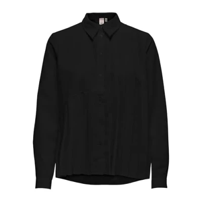 Image of ONLY Women&#039;s Onlwillow Ls Plisse Shirt WVN, Black, S