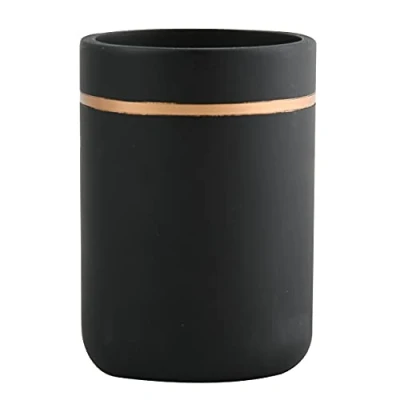 Image of Spirella Bly Ceramic Toothbrush Holder 7 x 11.5 cm Matt Black Gold