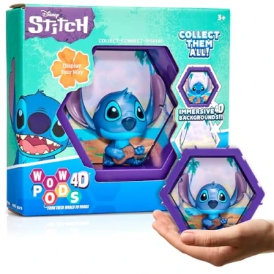Image of WOW! PODS 4D Disney Classic Stitch Connectable Collectable Bobble head character that Bursts from their World into Yours Wall or Shelf Display Toys and Gifts Series 1 no. 445