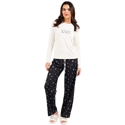 Image of Undercover Ladies Cream/Black Star Long Pyjamas 791377 S