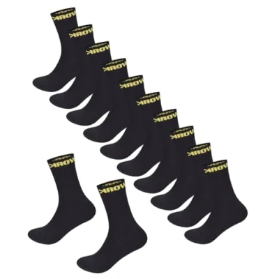 Image of ARG 12 Pairs Men&#039;s Work Socks Heavy Duty Black Heel hiking walking and Toe Re inforced Fully Cushioned Thick Men Size UK 6 11
