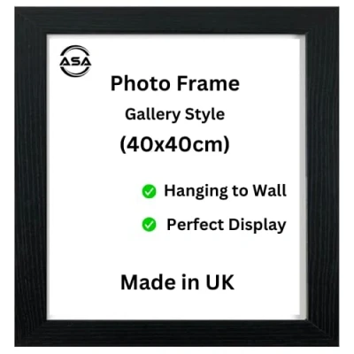 Image of Modern 40x40cm Picture Frames In Multiple Colors &amp; Sizes Frame With Perspex Front Wall Hanging Hooks White Black Oak Poster (Black)