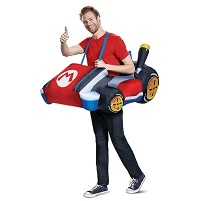 Image of DISGUISE 15674AD Official Super Mario Costume Inflatable Adult, Unisex, Cartoon, Red, One Size