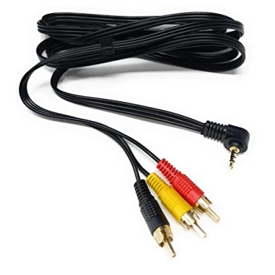 Image of DRUT 2m Right Angle 4 Pole 3.5mm Jack To 3 x RCA Composite &amp; Stereo Audio Video Lead Cable 6.5ft