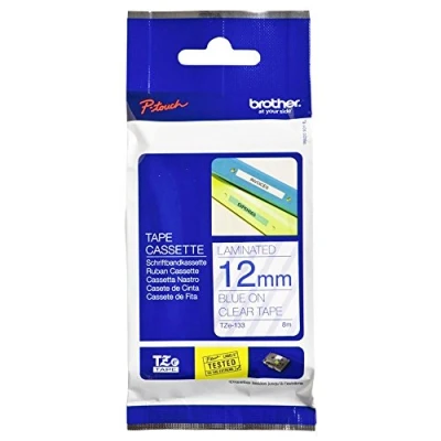 Image of Brother TZe 133 Blue on clear Roll (1.2 cm x 8 m) 1 cassette(s) laminated tape for PT D210, D600, H110, P750, P950, P Touch Cube P300, Pro P910