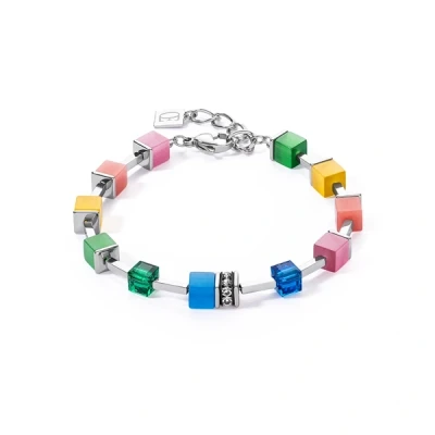 Image of Coeur De Lion Silver GeoCube Iconic Pure Rainbow Bracelet