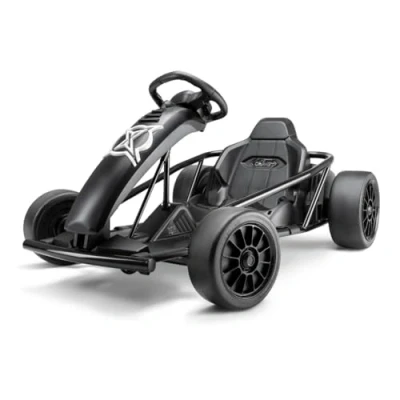 Image of Xootz Comet Electric Go Kart, Kids Ride On Racing 2 Speed with Drift Mode and Reversing, Steering Wheel, Pedals, x 12V Rechargeable Batteries, Custom, Black