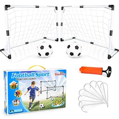Image of Dreamon Set of 2 Kids Football Goal Post Net with Ball Pump Indoor Outdoor Soccer Sport Games Children Training Practice Toy