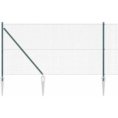 Image of vidaXL Green Fence Post Set of 2 Metal 10 x 1 m Durable