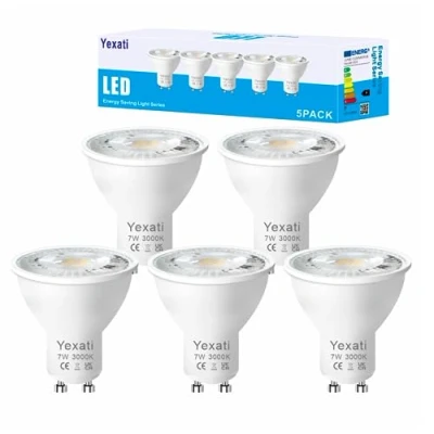 Image of Yexati Led Bulb GU10,550 lumens, 7w(Equivalent to 50w Halogen), Warm White 3000k,Non Dimmable, Pack of 5