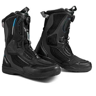 Image of SHIMA STRATO LADY WP, Waterproof Motorcycle Boots for Women Vented, Reinforced Lightweight Long Biker Riding with ATOP Fast Closure System, Ankle Protection, Non slip Sole (Black, 6)