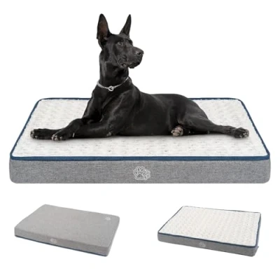Image of EMPSIGN Extra Large Bed Washable, Orthopedic Dog Beds Mattress for Crate with Washable Removable Cover, Pet Pillow Cushion XXL Dog, Grey, 112x76x7,5cm