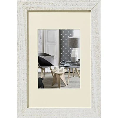 Image of walther Design Picture Frame Light Grey 13 x 18 cm with PassepArtout, Home Wooden HO318X