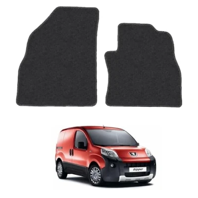 Image of Carpet Floor Mats for the Peugeot Bipper (2008+) Custom Van Accessory Tailored fit, Granulated Anti Slip Layer &amp; Black Binding
