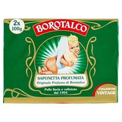 Image of Borotalco, Solid Soap, Scented Soap with Borotalcum Fragrance Ideal for the Hygiene of your Hands, smooth and velvety skin Two 100g Soaps