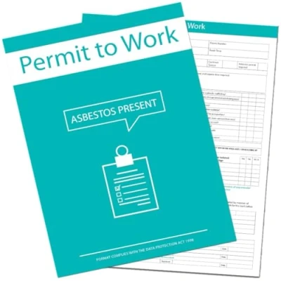 Image of Asbestos Present Permit To Work Forms, 3 Part Forms Original/2 Carbon Copies, Card Backing For Seperating, Supplied In Packs of 10