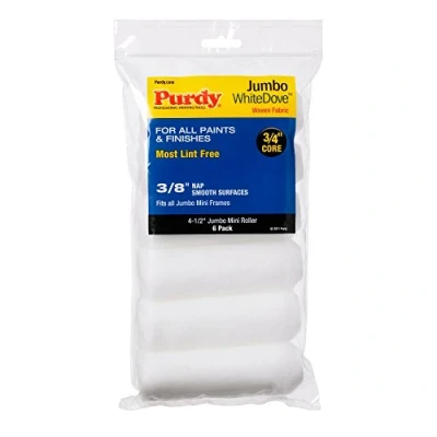 Image of Purdy 140624612 6 Pack Mini Roller Replacements 4 1/2 Cover 3/8 inch, White, One Size
