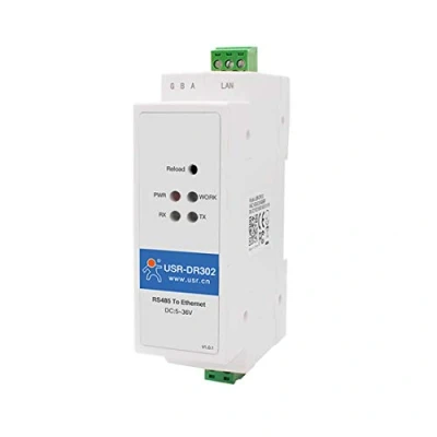 Image of USR DR302 Modbus RS485 de carril DIN Puerto Series a convertidor Ethernet transmission bidireccional transparent between and RJ45