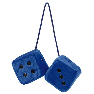 Image of Sumex Branded Home &amp; Car Mirrior Hanging Fluffy Furry Dice (Blue with Black Spots)