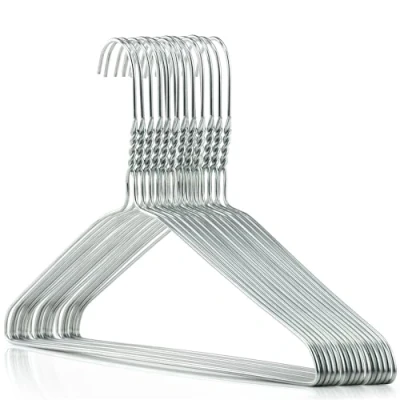 Image of Hangerworld 20 Strong 41cm Metal 10 Gauge Silver Wire Remat Galvanized Clothes Garment Trouser Bar Hangers.
