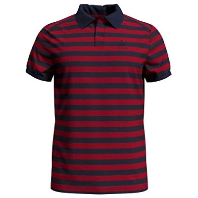 Image of Odlo Men&#039;s Concord Polo Shirt, mens, 550752, Chinese red diving navy stripes, S
