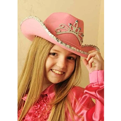 Image of Kids Cowgirl Pink Sequin Cowboy Hat with Tiara