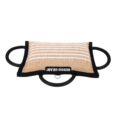 Image of DINGO GEAR Dog Bite Pillow for K9 Training, Obedience, IGP, Special Forces Dogs Sessions, Reinforced Wedge with 3 Handles, Natural Jute, Hardness Very Hard (S00521)