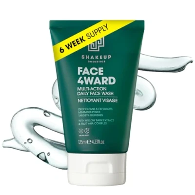 Image of Shakeup Mens Face Wash, Multi Action, Daily Use, Deep Cleans &amp; Exfoliates, with Willow Bark Extract Fruit AHA Complex, Vegan Skincare, 125ml