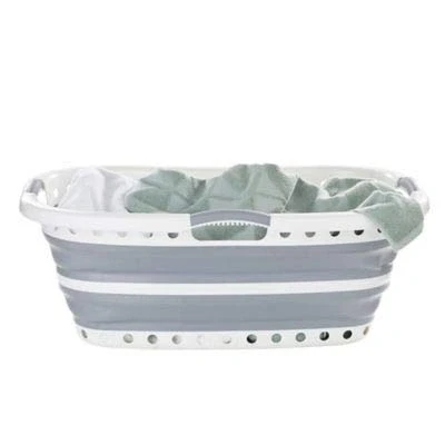 Image of Lakeland Collapsible Hipster Laundry Basket 37L Squashes Flat For Space Saving Storage &amp; Hip Rest
