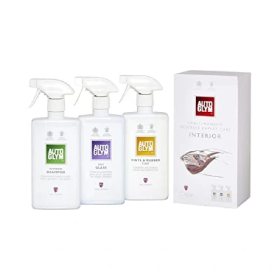 Image of Autoglym The Collection Perfect Interiors Ideal Car Cleaning Kit That Includes Interior Shampoo, Fast Glass, and Vinyl &amp; Rubber Care