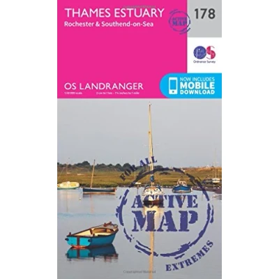 Image of Landranger Active 178 Thames Estuary, Rochester &amp; Southend on Sea Map With Digital Version