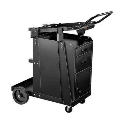 Image of VEVOR Welding Cart, 2 Drawers Welder Cart Heavy Duty with Anti Theft Lockable Cabinet, 350LBS Static Weight Capacity, 360 Swivel Wheels, Tank Storage Safety Chains for MIG TIG Welder, Plasma Cutter