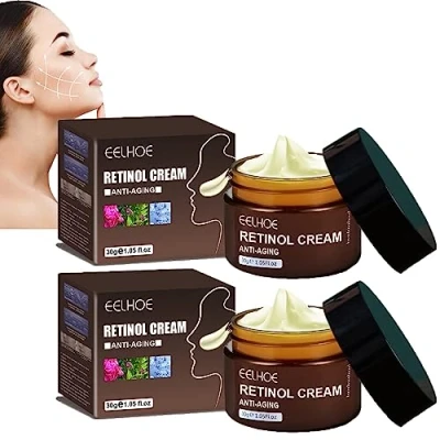 Image of 2 Pcs Retinol Anti Aging Wrinkle Removal Skin Firming Cream, &amp; Revitalizing Vibrant Glamour Cream Aging, Reduces Wrinkles and Fine Lines