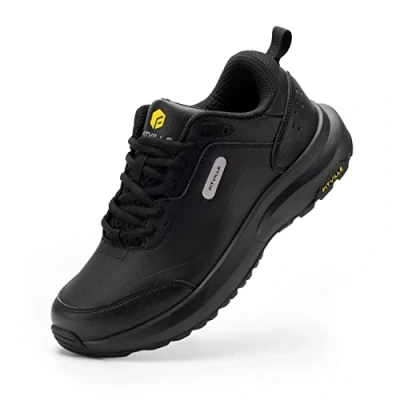 Image of FitVille Mens Extra Wide Fit Walking Hiking Shoes Lightweight Casual Trainers Non Slip Sneakers for Outdoor Trekking Camping Climbing, Coffee, 7.5 UK