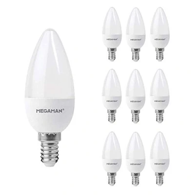 Image of Pack of 10 x Megaman 143350 LED Candle Light Bulbs Opal E14 SES 4000K Cool White 5.5 W