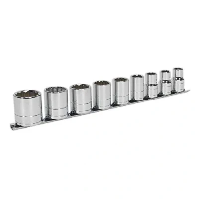 Image of Sealey Premier Socket Set 9pc 1/2&quot;Sq Drive Whitworth