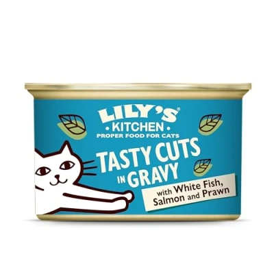Image of Lily&#039;s Kitchen Natural Adult Wet Cat Food in Gravy Ocean Fish Tasty Cuts Complete Grain Free Recipes (24 Tins x 85g)