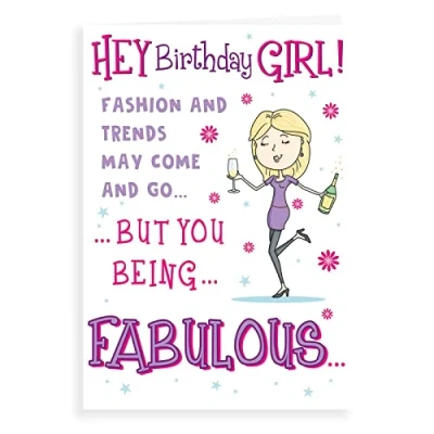 Image of Regal Publishing Humour Funny Birthday Card Fabulous girl 7 x 5 inches