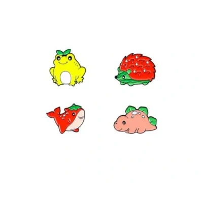 Image of lihonzhi 4pcs Cartoon Cute Fruit Animal Set Brooch Pin Enamel Decorative Brooches Ornaments Lapel Bag Badges Jewelry Gifts