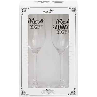 Image of Maturi Set of Two Mrs Right Always Champagne Flutes