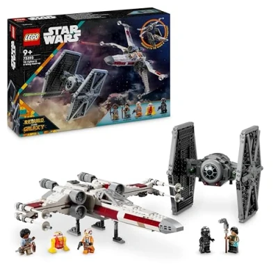 Image of LEGO Star Wars TIE Fighter &amp; X Wing Mash up Set, Starfighter Building Toy 9 Plus Year Old for Kids, Vehicles with 4 Minifigures and a Droid Figure, Creative Gift Boys, Girls Fans 75393
