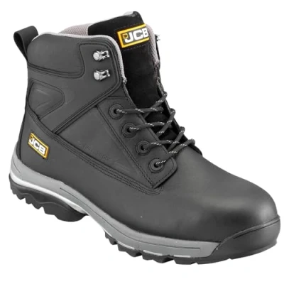 Image of JCB Leather Fast Track Safety Boots S3 Rated Water Resistant Durable Footwear for &amp; Comfort Men&#039;s Black Size 9 UK, 43 EU