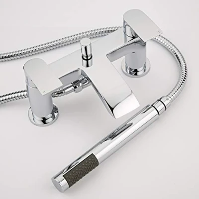 Image of Milano Razor Modern Bath Shower Mixer Tap Hand Handset Kit Chrome